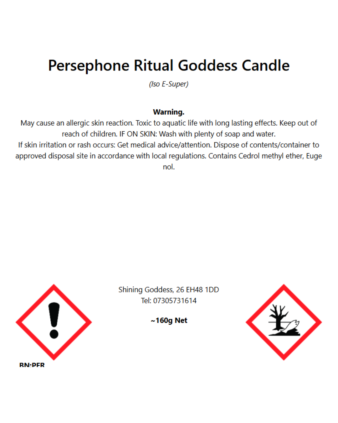 Luxury Persephone Goddess Ritual Candle